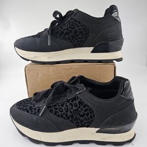 Zara Basic Collections Platform Sneakers Woman’s Size 8.5 Leopard Print Black